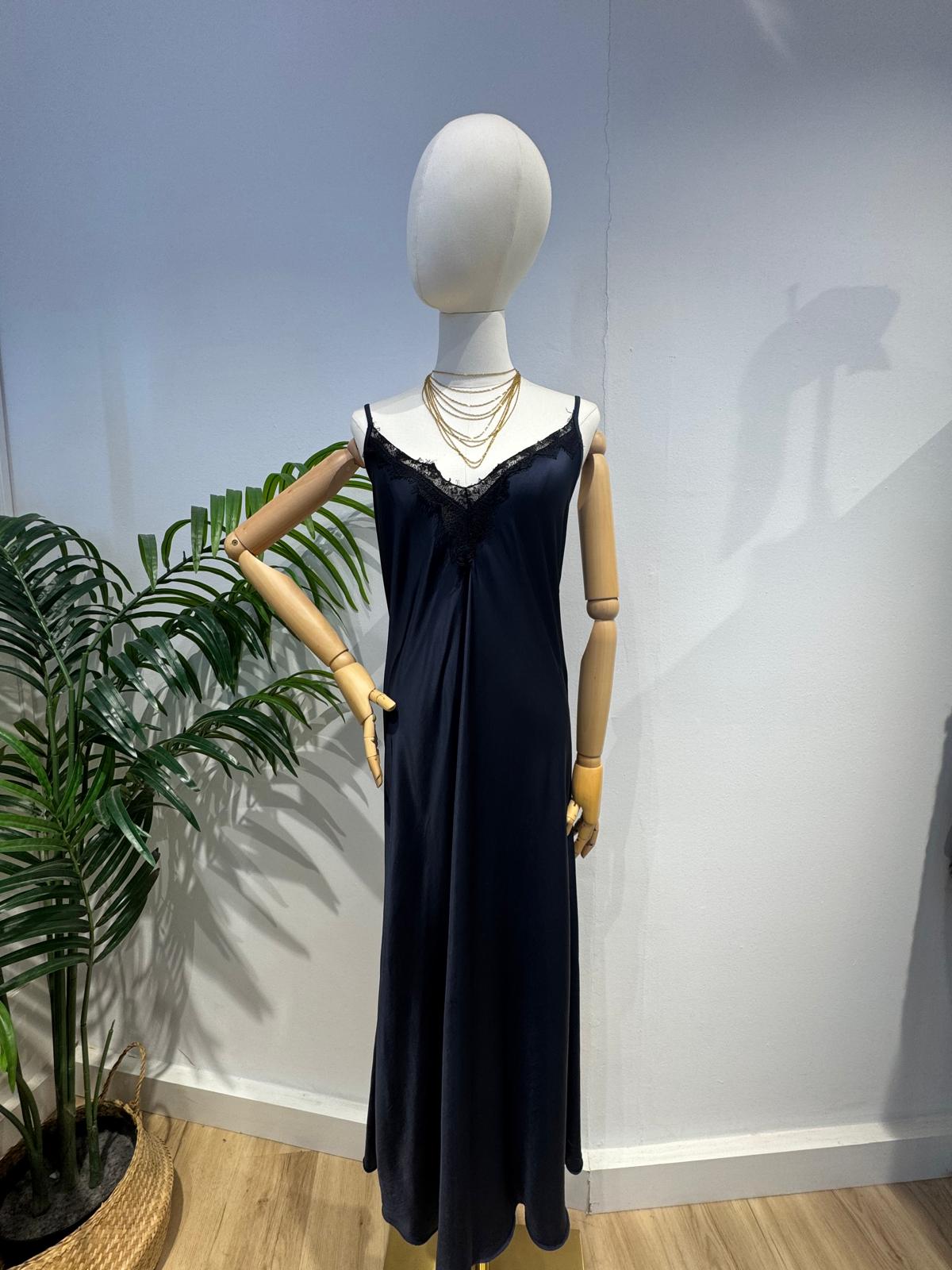 Vestido lencero azul marino