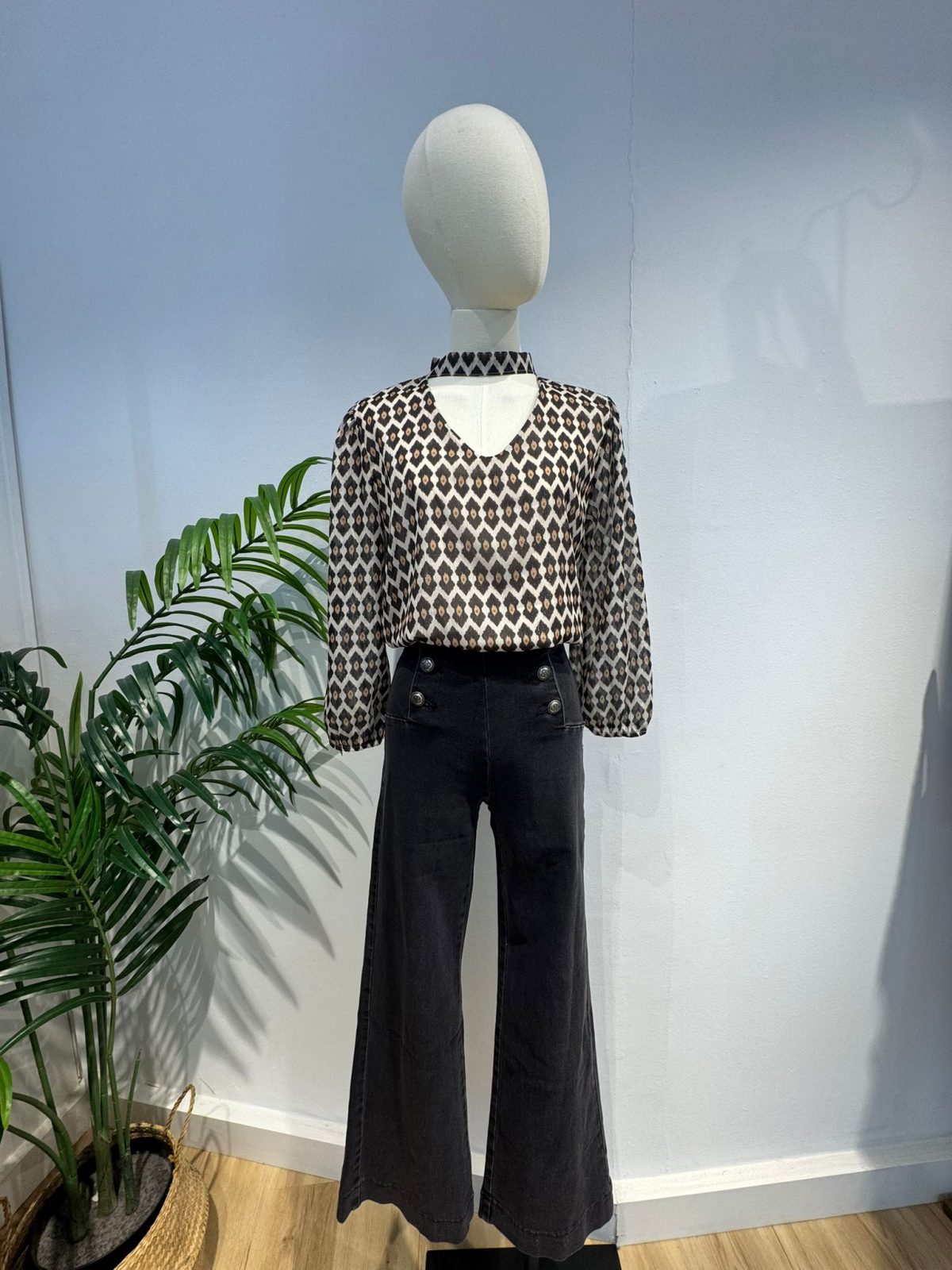 Blusa gasa estampada gris