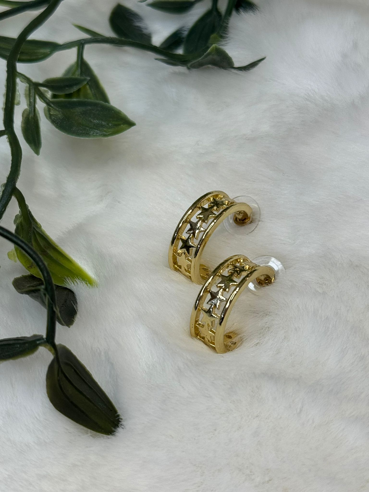 Pendiente acero aro estrella