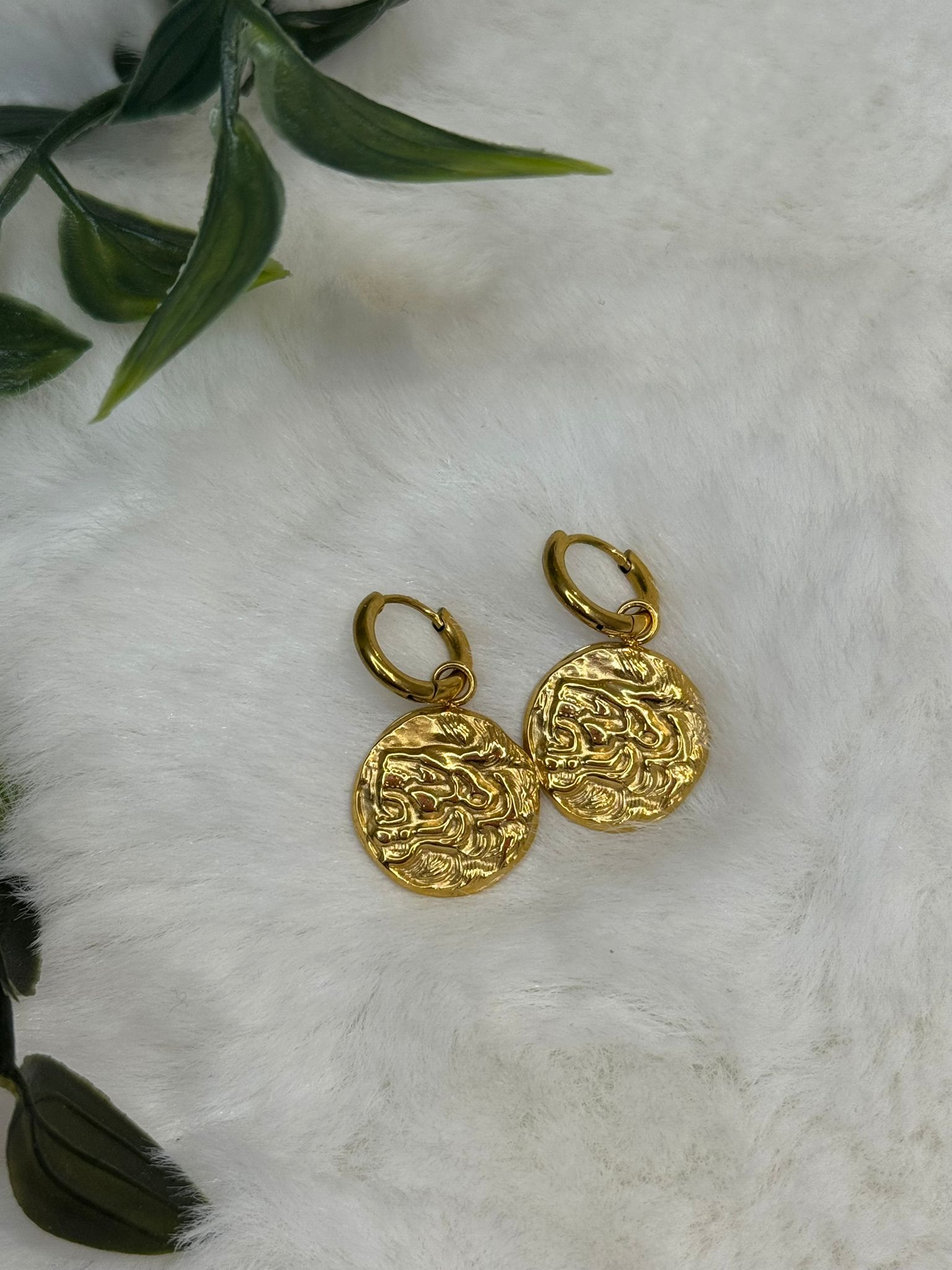 Pendientes acero medallón