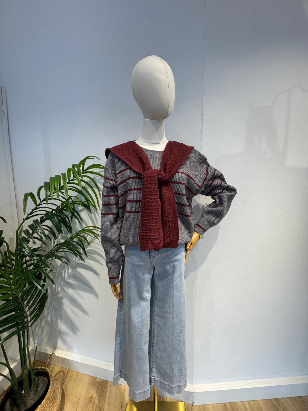 Jersey rayas marinero burdeos