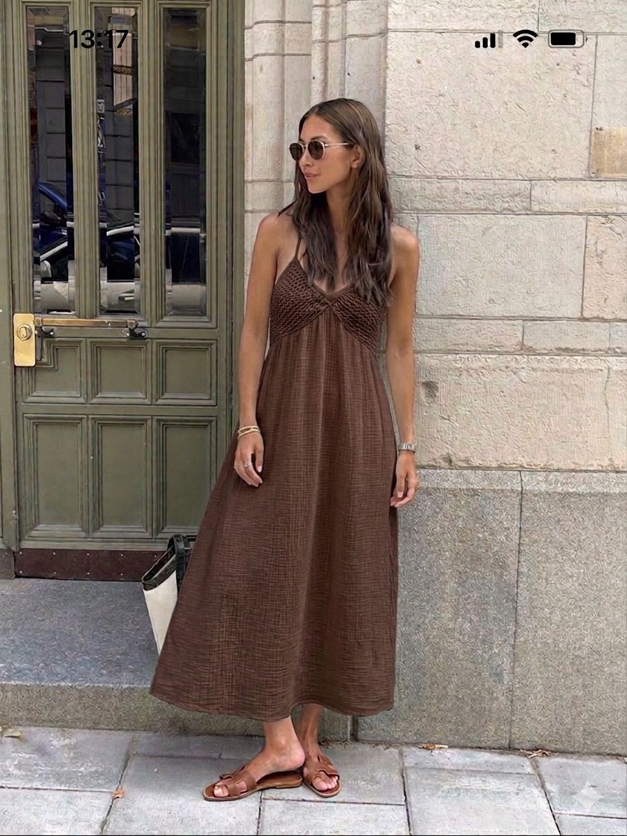 Vestido Midi "Grecian Breeze" chocolate