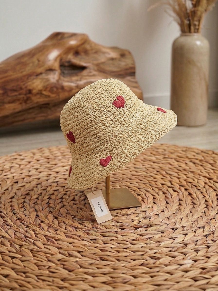 Gorro esparto corazones