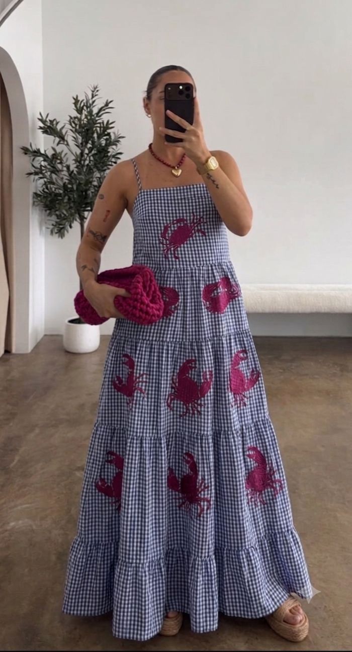 Vestido Maxi de cuadros vichy